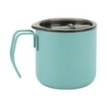 thumbnail image 1 of Taza de aislamiento al vacío de acero inoxidable de 12 oz y 350 ml, taza de café de doble capa, taza de leche para acampar con asa verde, 1 of 8