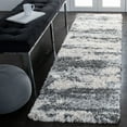 thumbnail image 3 of SAFAVIEH Fontana Data Abstract Shag Runner Rug, Grey/Ivory, 2'3" x 10', 3 of 9