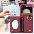 thumbnail image 7 of Allytechgroup Stylish Wallet Phone Case for Samsung Galaxy Z Flip 5 5G, Crossbody Shoulder Strap Make-up Mirror Ring Holder Stand Card Holders Shockproof Case for Girls Women, Winered, 7 of 7