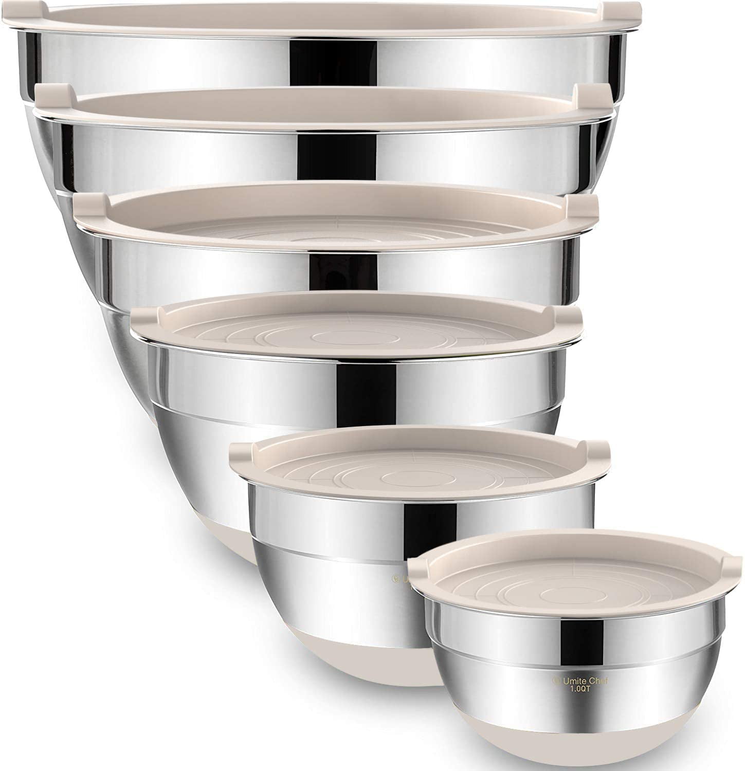 Premium Stainless Steel Mixing Bowls With Airtight Lids Various Sizes 5 Piece 