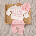 thumbnail image 4 of Ylsteed Newborn Baby Boy Girl Embroidery Long Sleeve Romper Leisure Clothes Outfits Bodysuit Baby Shower Coming Home Outfit Tops+Pants+Hat, 4 of 7