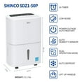 thumbnail image 3 of Shinco SDZ1-50P 3000 Square Ft. Portable Home Dehumidifier, 50 Pints, White, 3 of 9