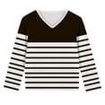 thumbnail image 4 of Ugoldhm Girls Fashion Shirts V Neck Striped Tunic Casual Tops Fall Long Sleeve Loose Tees, 4 of 8