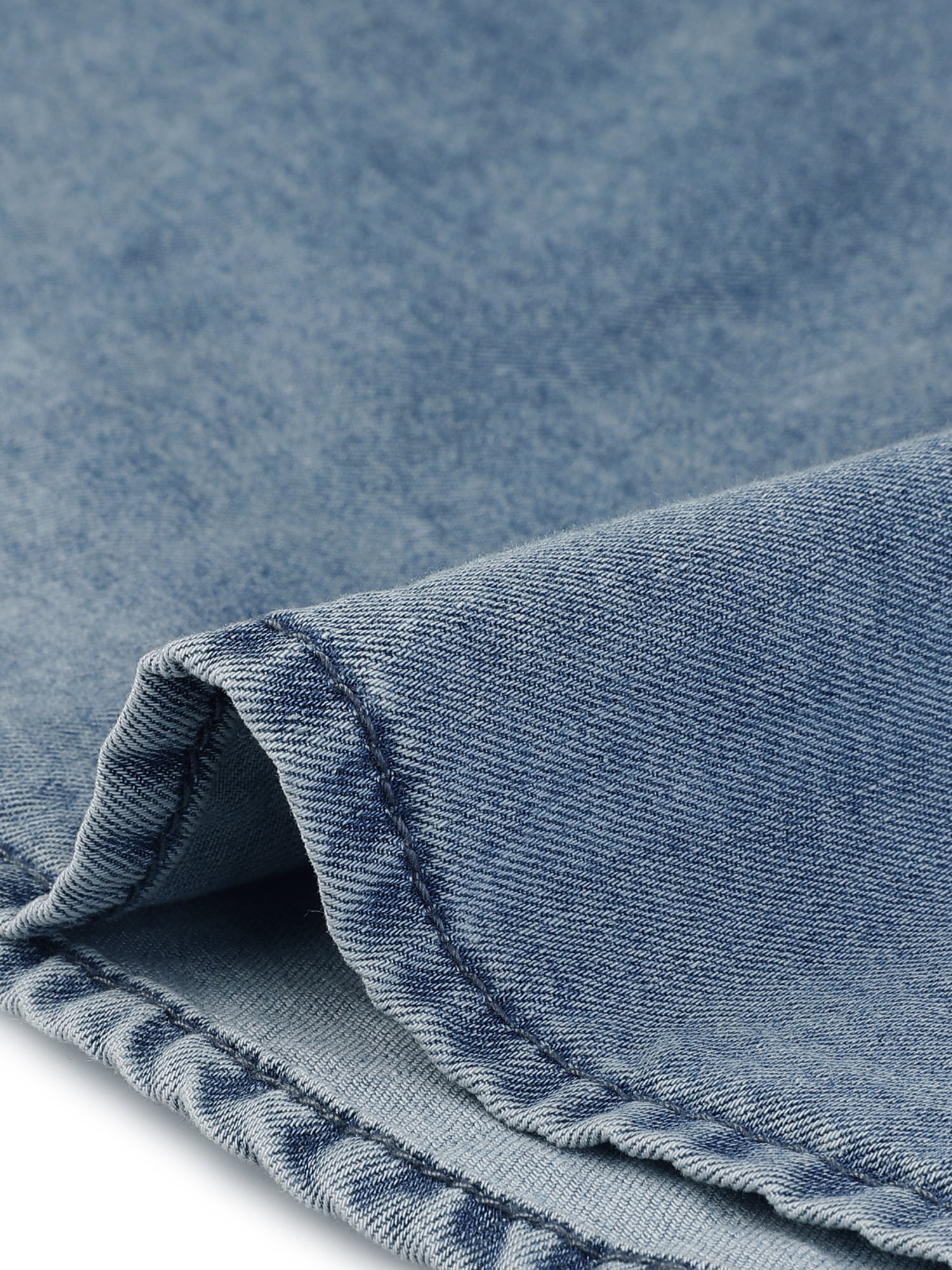 Unique Bargains Women's Plus Size Denim Jean Shirts Short Sleeve Button Down Tops 3X Stone Washed Blue