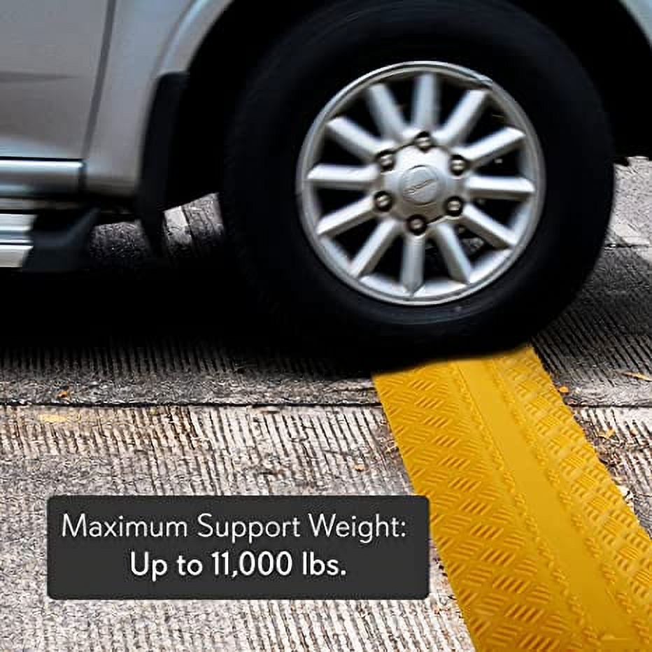 Pyle Durable Cable Protection Ramp Cover Supports 11000lbs Single Channel Heavy Duty Hose, Yellow