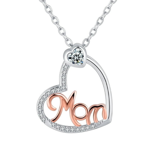 Rynsito Mother's Day Gifts for Women, 925 Sterling Silver Heart Necklace I Love You Mom Necklace Gifts for Mom Wife