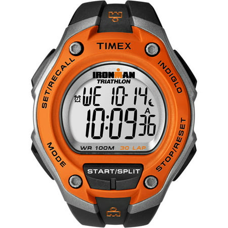 Timex Men's Ironman Classic 30 Oversized Black/Orange Watch, Resin Strap