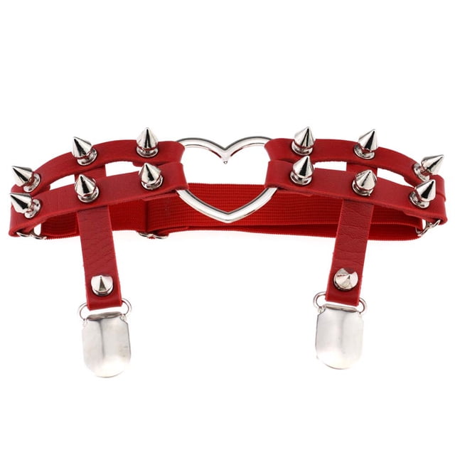 Guardurnaity Arnés de cuero de imitación de corazón Harajuku para mujer Accesorios de disfraces Rojo Guardurnaity FS5474-03