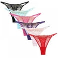 thumbnail image 3 of 4 Pack Women Lace Embroidery Thong Sexy Side Tie Adjustable Mesh G-String Low Rise Panties Underwear, 3 of 4