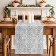 thumbnail image 2 of Grey Floral Table Runner, Ethnic Middle East Cotton Linen Kitchen Table Decoration Washable Dining Tabletop Runners for Home Party Decor 13x108 Inches, 2 of 9