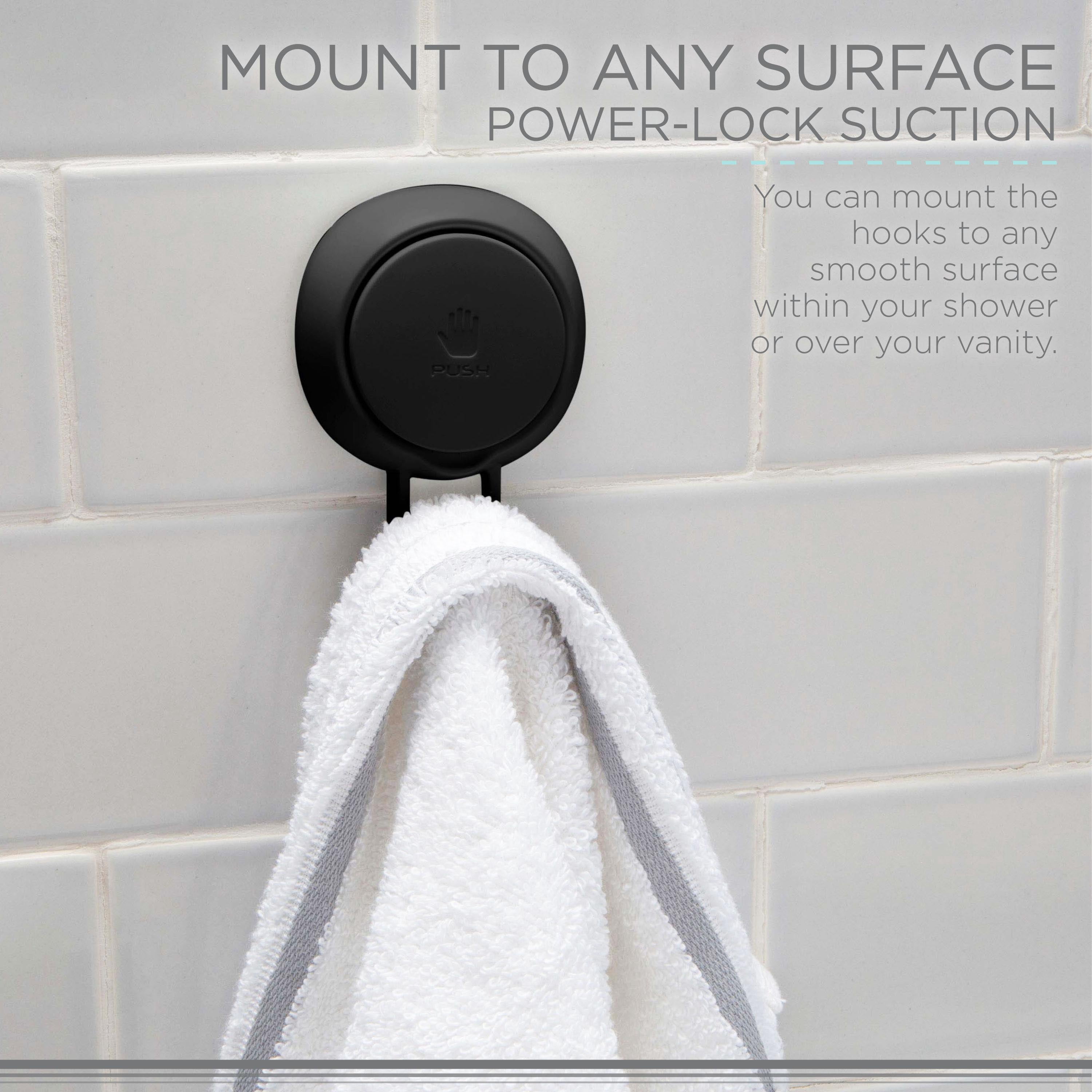 Bath Bliss 2 Pack Gel-Suction Power Hooks in Matte Black