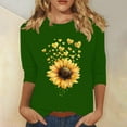 thumbnail image 2 of DeHolifer Women's Tops 3/4 Sleeve Sunflower Graphic Printed Casual Crewneck Tee Tops Loose Blouse T-Shirts Green M, 2 of 4