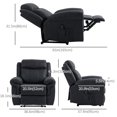 thumbnail image 3 of HOMCOM Manual Recliner Chair with 8 Vibration Massage, Side Pockets, Black, 3 of 10