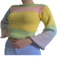 thumbnail image 1 of Femmes Pull Crop Top Y2k Tricot Crochet Pull-Over Manches Longues, 1 of 6