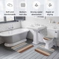 thumbnail image 5 of Brown Grey Bath Mat 3 Piece Bathroom Rug Set, Vintage Stripe Farmhouse Wood Grain Ombre Non Slip Bath Rug Contour Mat and Toilet Lid Cover, Absorbent Shower Mats Soft Bath Rugs and Mats Sets, 5 of 8