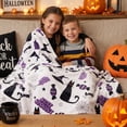 thumbnail image 6 of Hitime 50"x60" Halloween Throw Blanket - 300GSM Cozy Warm Flannel Fleece for Sofa Living Room, Holiday Gift Winter Bedding Decor - Purple Cat, 6 of 8