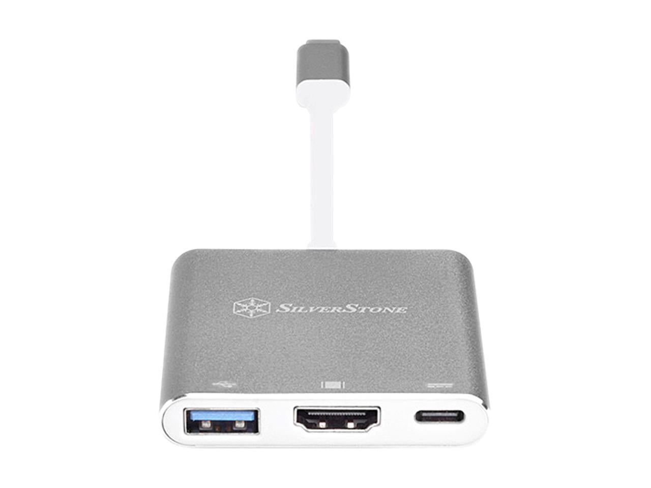 SilverStone USB Type-C Multi-purpose Hub with USB Type-A, USB Type-C, and HDMI, Charcoal Gray (EP08C)