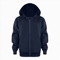 thumbnail image 3 of KPOPLK Toddler Kids Boys Sweatshirts Hooded Shirt Long Sleeve Solid Color Zipper Hoodies Fall Winter Clothes Navy Size 8-9 Years, 3 of 6