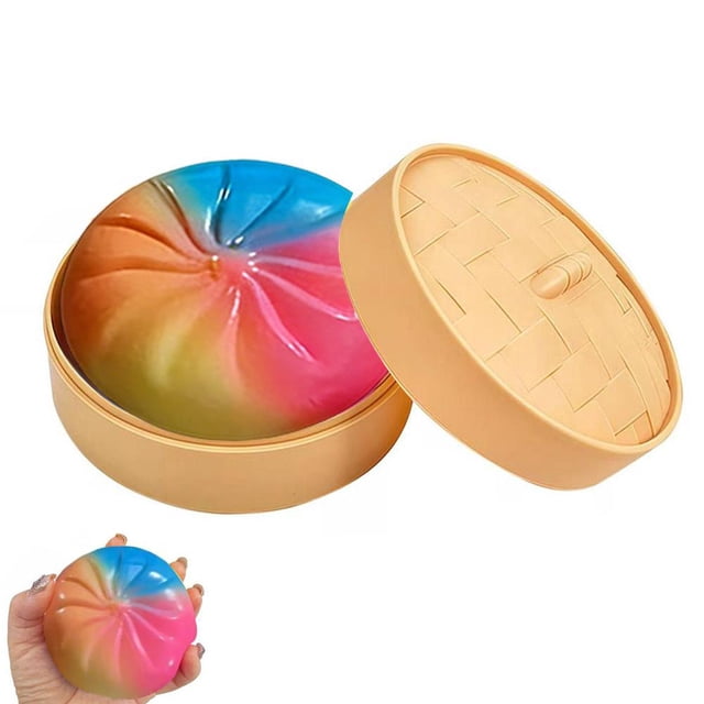 Dumpling Squishies, New Mystery Glitter Dumpling Squishies Box, Colorful Dumplings Stress Balls Fidget Sensory Toy, Soft Squeeze Decompression Dough for Anxiety Relief Fidget