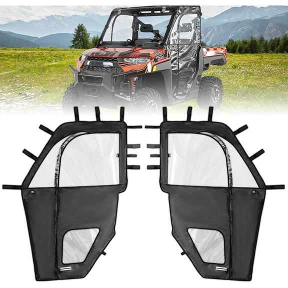 KEMIMOTO Soft Doors UTV Cab Enclosure Upper Doors Compatible with Polaris Ranger XP 1000 2017-2023