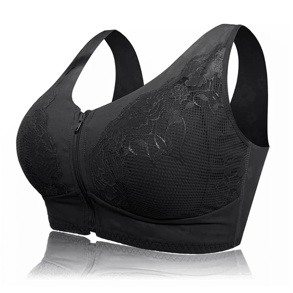 super gather front zipper wirefree bra