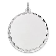 Beautiful Sterling Silver Rhod-plated Eng. Rnd Polish Front/Satin Back Disc Charm
