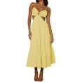 thumbnail image 1 of Kmbangi Robe Midi Cami d'Été pour Femmes Couleur Unie Bretelles Spaghetti V-Cou Coupe Plage Robe Fluide, 1 of 2