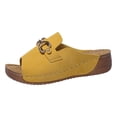 thumbnail image 6 of Dakaela Orthopedic Wedge Sandals Women 2026 Suede Platform Slip on Slides with Arch Support Open Toe Casual Beach Walking Shoes Yellow Size 6.5, 6 of 7