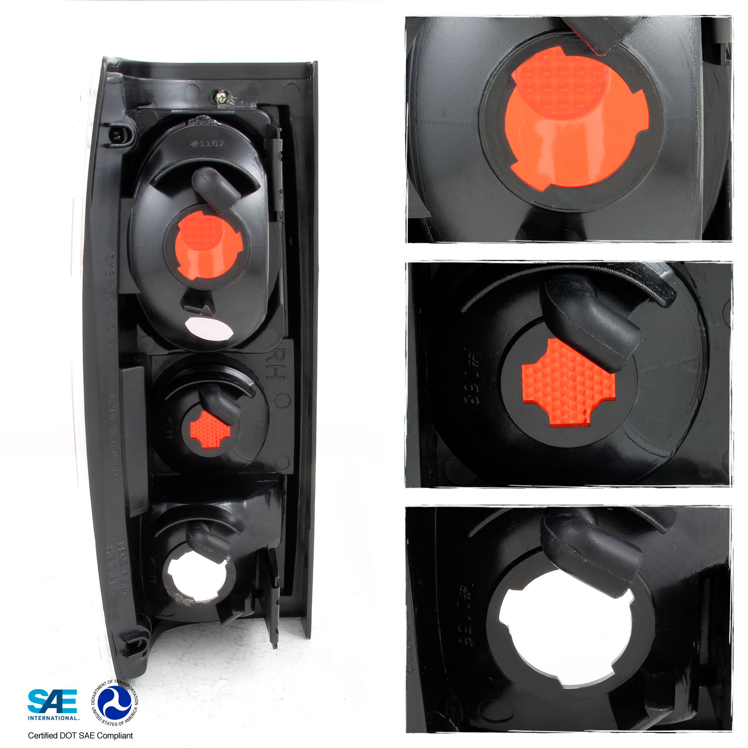 AKKON - Fit 1982-1993 Chevy S10 S15 1991-1993 GMC Sonoma 1991-1994 Bravada Black Tail Lights Lamps Black Housing
