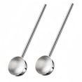 thumbnail image 1 of Cucharón de sopa pequeño SUS304, cuchara profunda de metal de acero inoxidable con boquilla para verter, salsas de mango largo de 2 oz, juego de 2 paquetes (10,5 pulgadas), 1 of 5