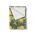 thumbnail image 2 of Watercolor Soft Flannel Fleece Throw Blanket, Leopards in the Jungle Tropical Scene Tree Branches and Leaves, Cozy Plush for Indoor and Outdoor Use, 50" x 60", Yellow Green Pale Yellow, by Ambesonne, 2 of 6