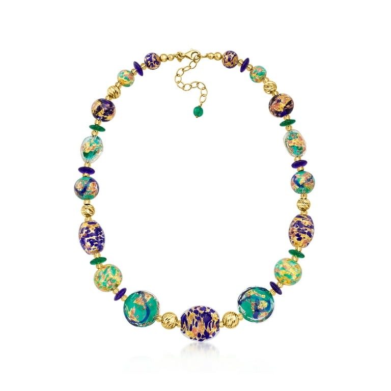Ross-Simons Italian Multicolored Murano Glass Bead Necklace in 18kt Gold  Over Sterling for Female, Adult 