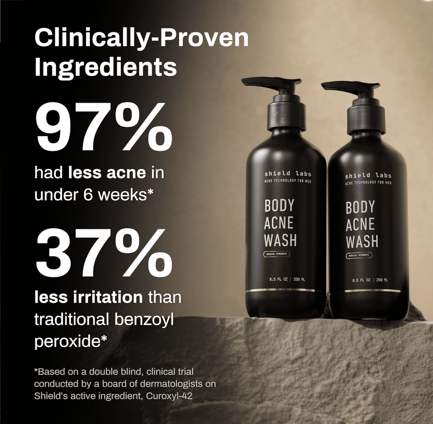 Men's Shield Labs Acne Body Wash Maximum Strengh 10% Benzoyl Peroxide 8.5 FL OZ