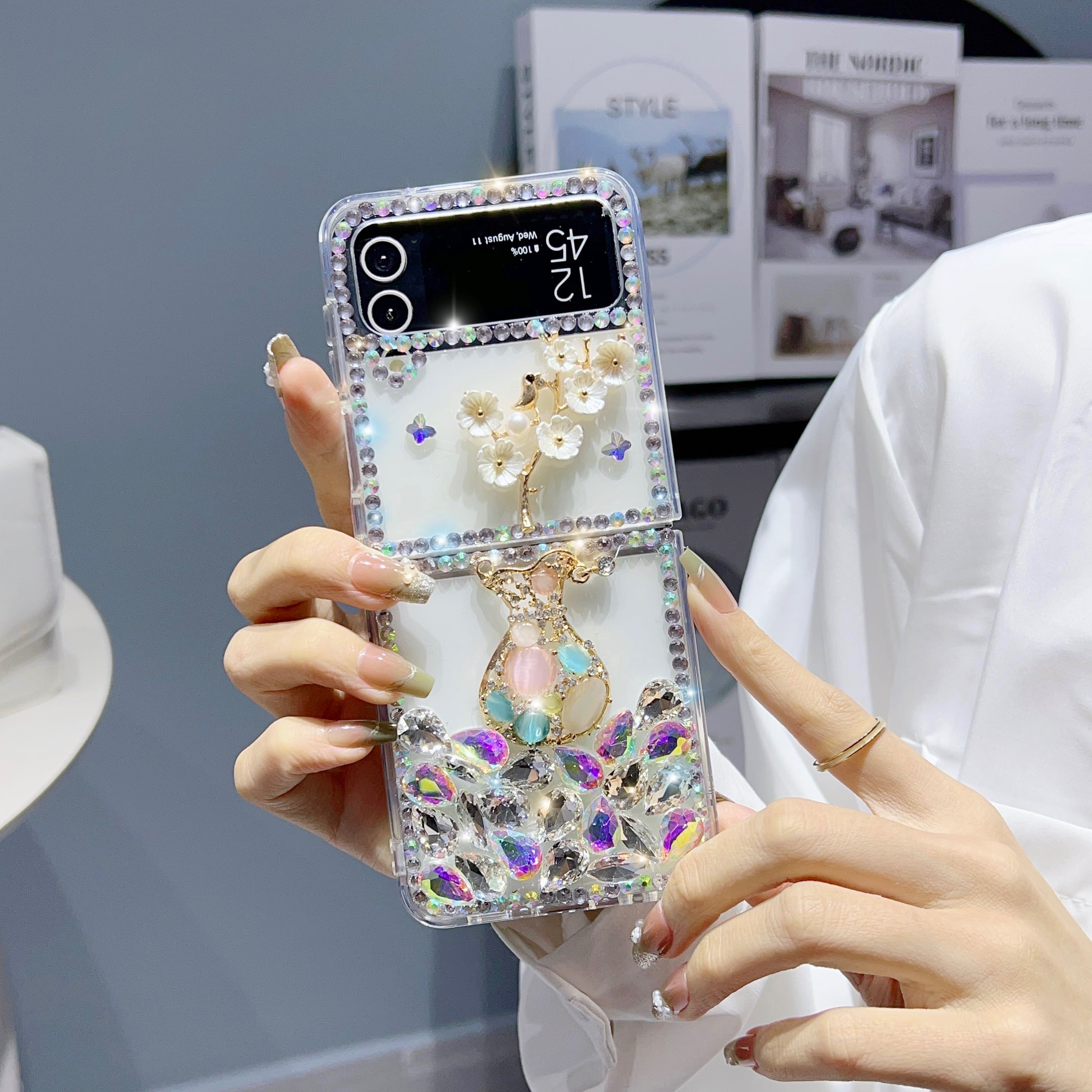 Samsung Galaxy Z Flip 4 Case Bling Glitter Cute Case Women - Blue –  Redpepper Cases