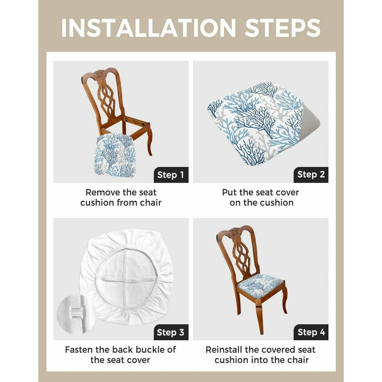 Ocean Theme Chair Back Covers Set Of 8 - Watercolor Sea Turtle Slipcovers For Dining Chairs, Holiday Decor