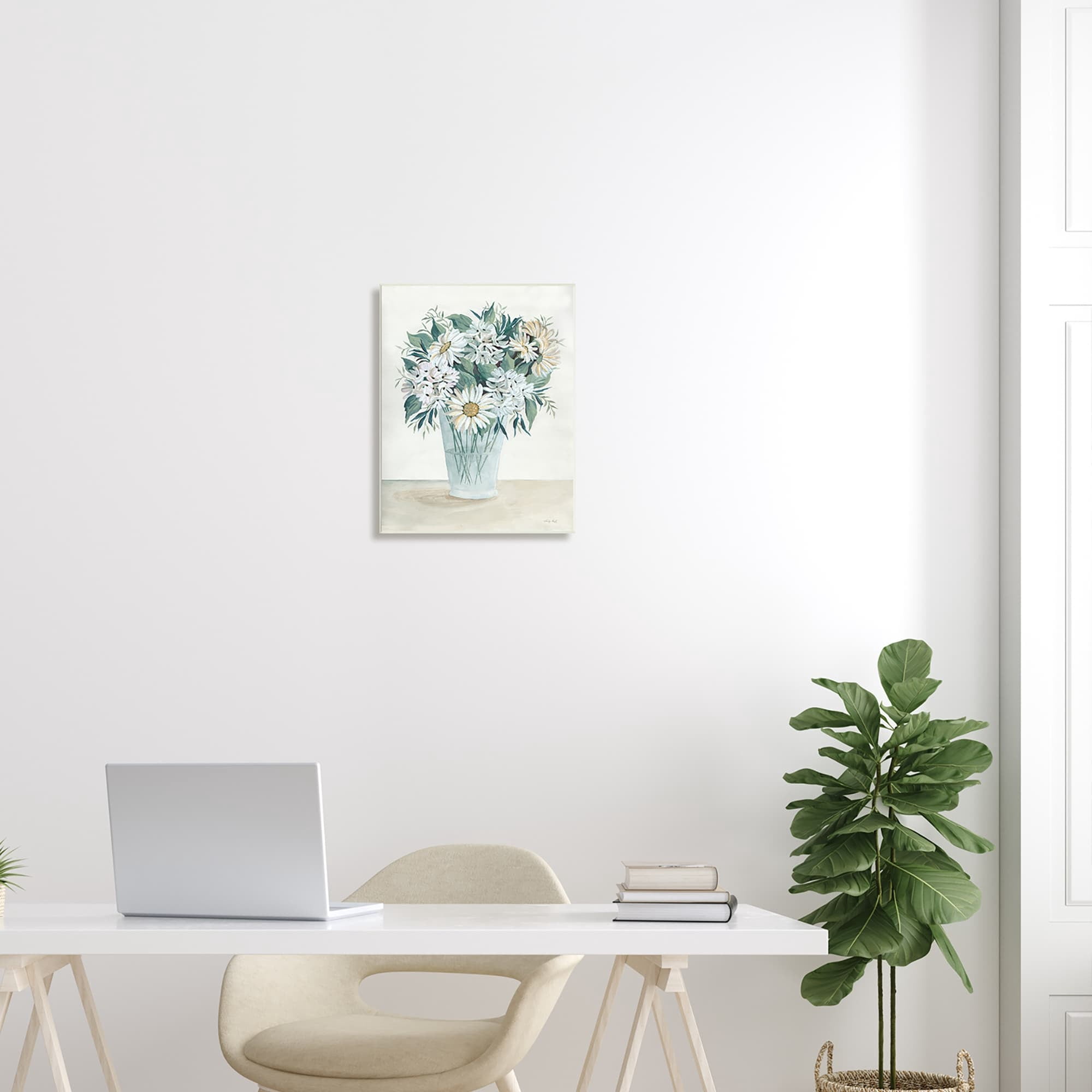 Stupell Industries Wildflower Daisies Floral Bouquet Arrangement Glass Vase Painting Unframed Art Print Wall Art, Design by Cindy Jacobs