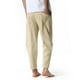 thumbnail image 4 of Pantalones casuales sueltos de lino y algodón para hombres Pantalones ligeros de cintura elástica para hombres Pantalones de yoga Pantalones para el hogar Pompotops oipoqjl42591, 4 of 8