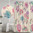 thumbnail image 5 of Retro Floral Small Stall Shower Curtain, Waterproof Shower Curtains for Bathroom, Farmhouse Botanical Leaves Flowers Washable Fabric Cloth Bath Curtain for Bathtub Decoration with Hooks 36x72 Inches, 5 of 6