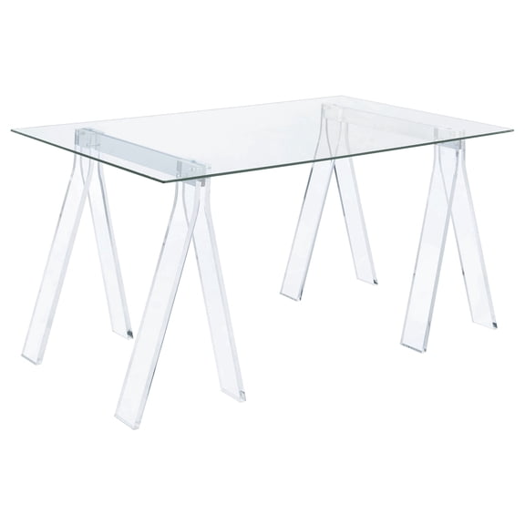Amaturo 59-inch Glass Top Acrylic Writing Desk Clear