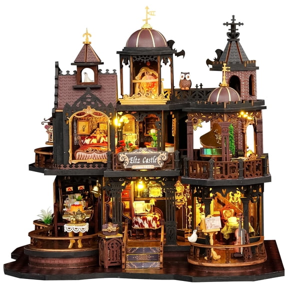 MOJINO DIY Dollhouse Miniature House Kit, DIY Kit Mini House Model, Creative Doll House Best Christmas Birthday Gift for Lovers (Edinburgh CASTLE)