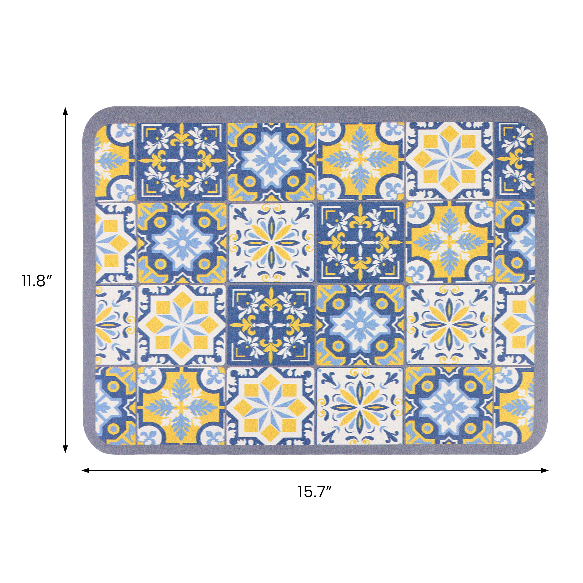 Unique Bargains Floral Design Dish Drying Mat for Dishes and Cups Yellow 15.7*11.8 inch