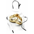 thumbnail image 1 of Engagement Party Apron, Realistic Illustration 3D Style Image Heart Shaped Engagement Rings, Unisex Kitchen Bib with Adjustable Neck for Cooking Gardening, Adult Size, Beige and White, by Ambesonne, 1 of 4