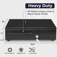 thumbnail image 2 of Cash Register Drawer for Point of Sale (POS) System, 5 Bill/7 Coin, 16" with Adjustable Coin Slots, 24V, RJ11/RJ12 Key-Lock, Media Slot, Black, 2 of 10