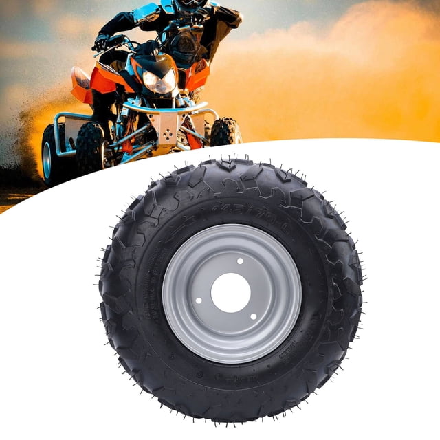 ATV Tire, Front Rear Universal Enduring Rubber 145/70-6 Tire Anti Slip 6 Inch Tire with Rim for Cart