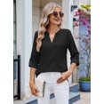 thumbnail image 6 of Womens V Neck Casual Hollow Out Eyelet Embroidered Blouses Shirts Beach Cover Up Tops Dressy Black XL, 6 of 8