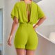 thumbnail image 2 of Mono de mujer con cuello en V y manga corta - Mono con pantalones tres cuartos para uso diario y comodidad en todas las estaciones, 2 of 7