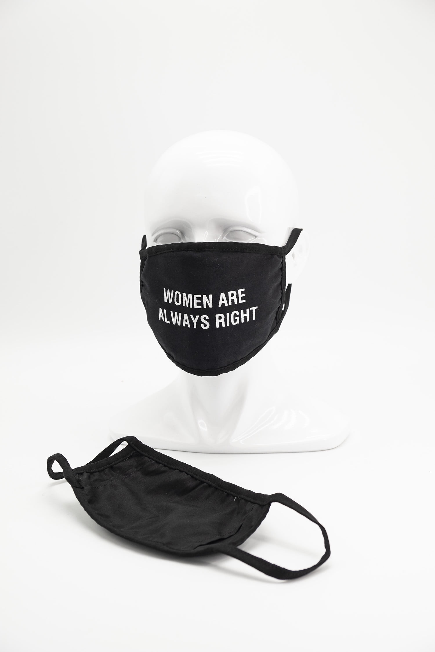 2 PACK 'WOMEN ARE ALWAYS RIGHT' FACE MASK COVERING SET - 1PC BLACK, 1PC NAVY
