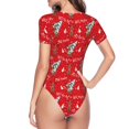 thumbnail image 3 of Uemuo Christmas Deer 1 Pattern Women's One Piece Short Sleeve Swimsuit Rash Guard Surfing Modest Quick-drying Swimsuit Beach Essentials-Large, 3 of 9