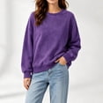 thumbnail image 3 of Lmnyox Sweatshirts for Women Vintage Loose Solid Color Crew Neck Pullover Casual Long Sleeve Tops, 3 of 7