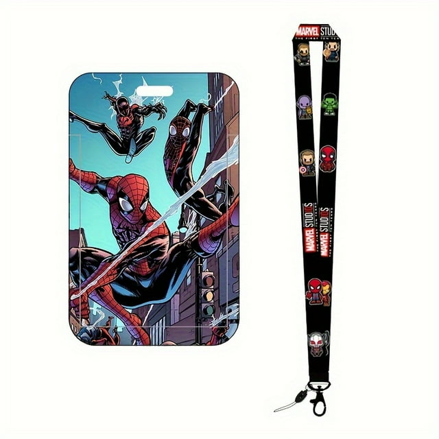 Spider-Man Themed Lanyard with Badge Holder Set - Officially Licensed, Durable Plastic Accessory with Keychain for Work, School, and Events